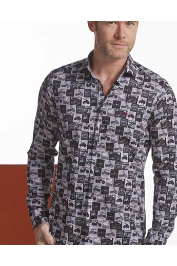 Motorbicikli mintás ing modern  fit