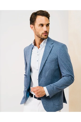 Tyúklábmintás világoskék zakó